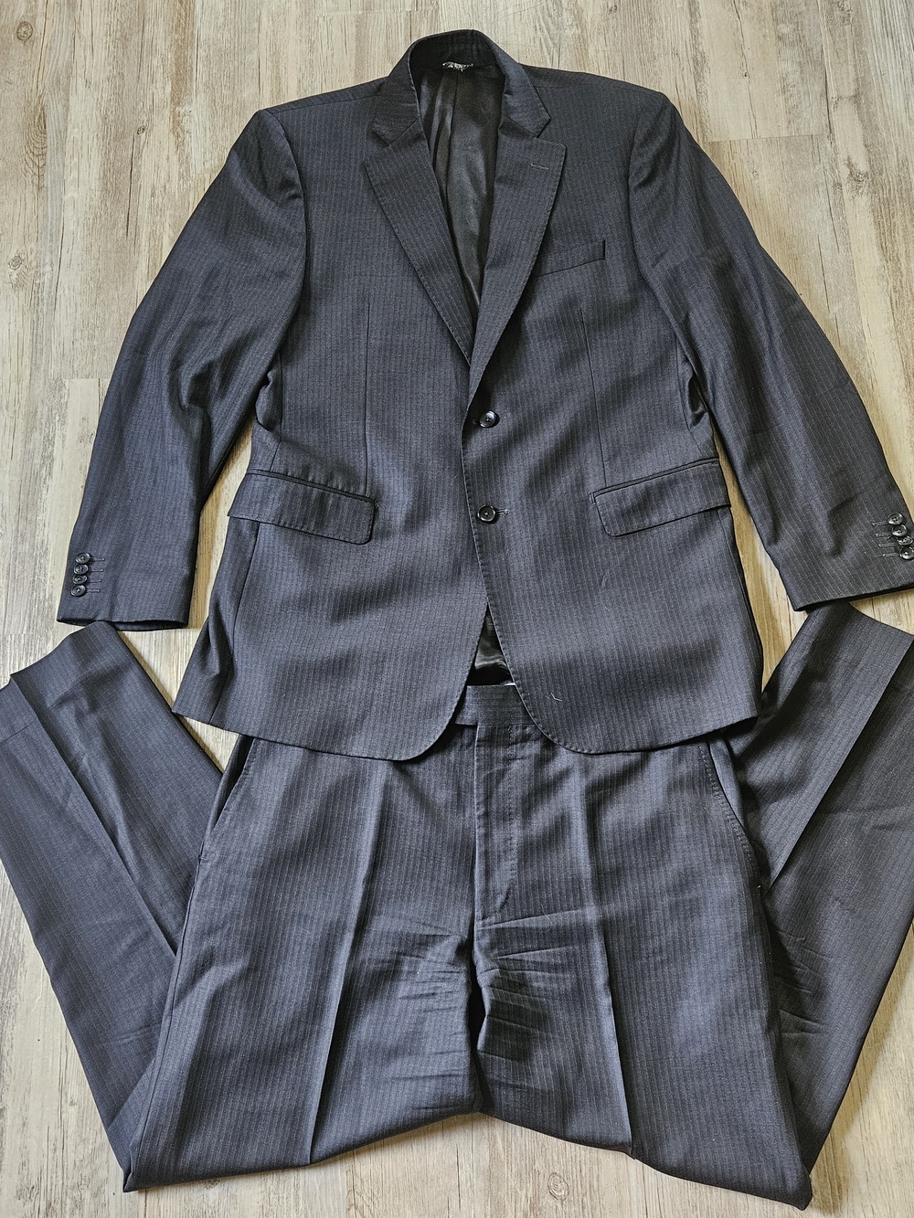 Ermenegildo Zegna Traveller Saks Fifth Wool Silk Charcoal Pinstripe Suit 42R
